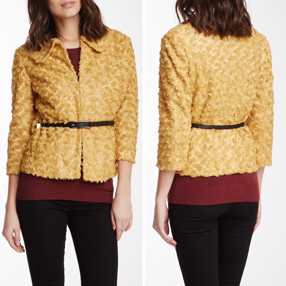 NWT Insight Faux Fur Rosette Belted Jacket